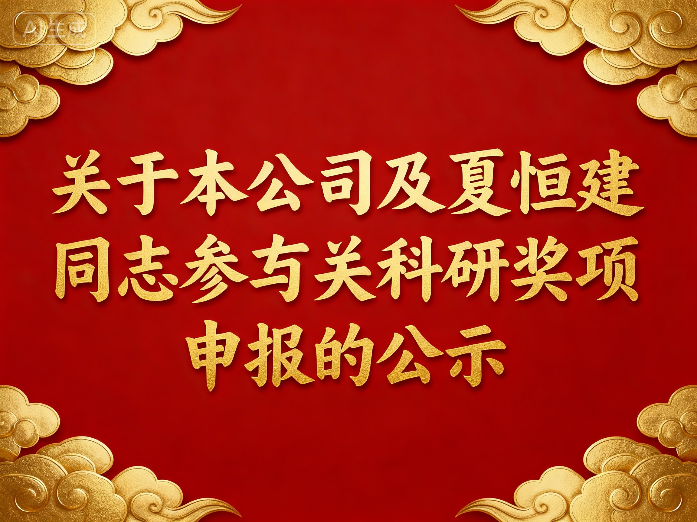 关于本公司及夏恒建同志参与有关科研奖项申报的公示